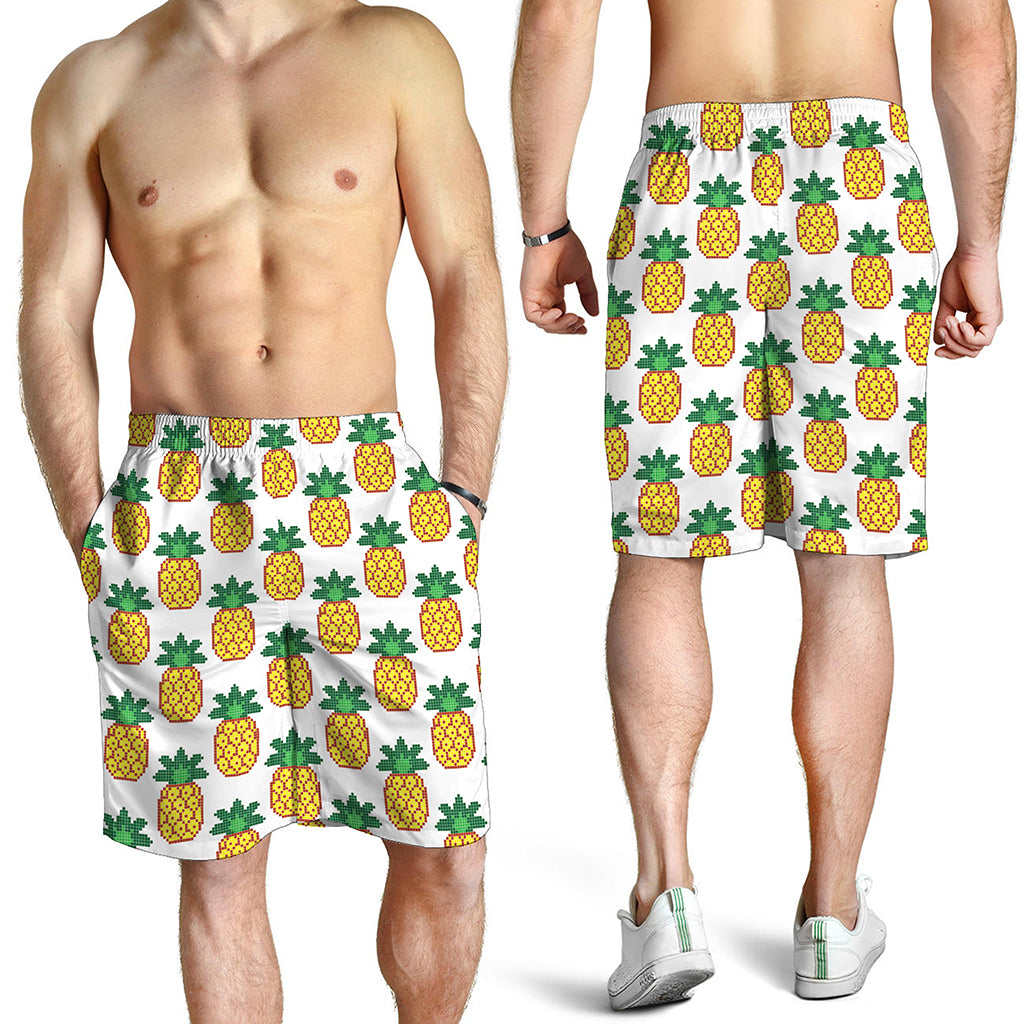 Pixel Pineapple Pattern Print Men's Shorts