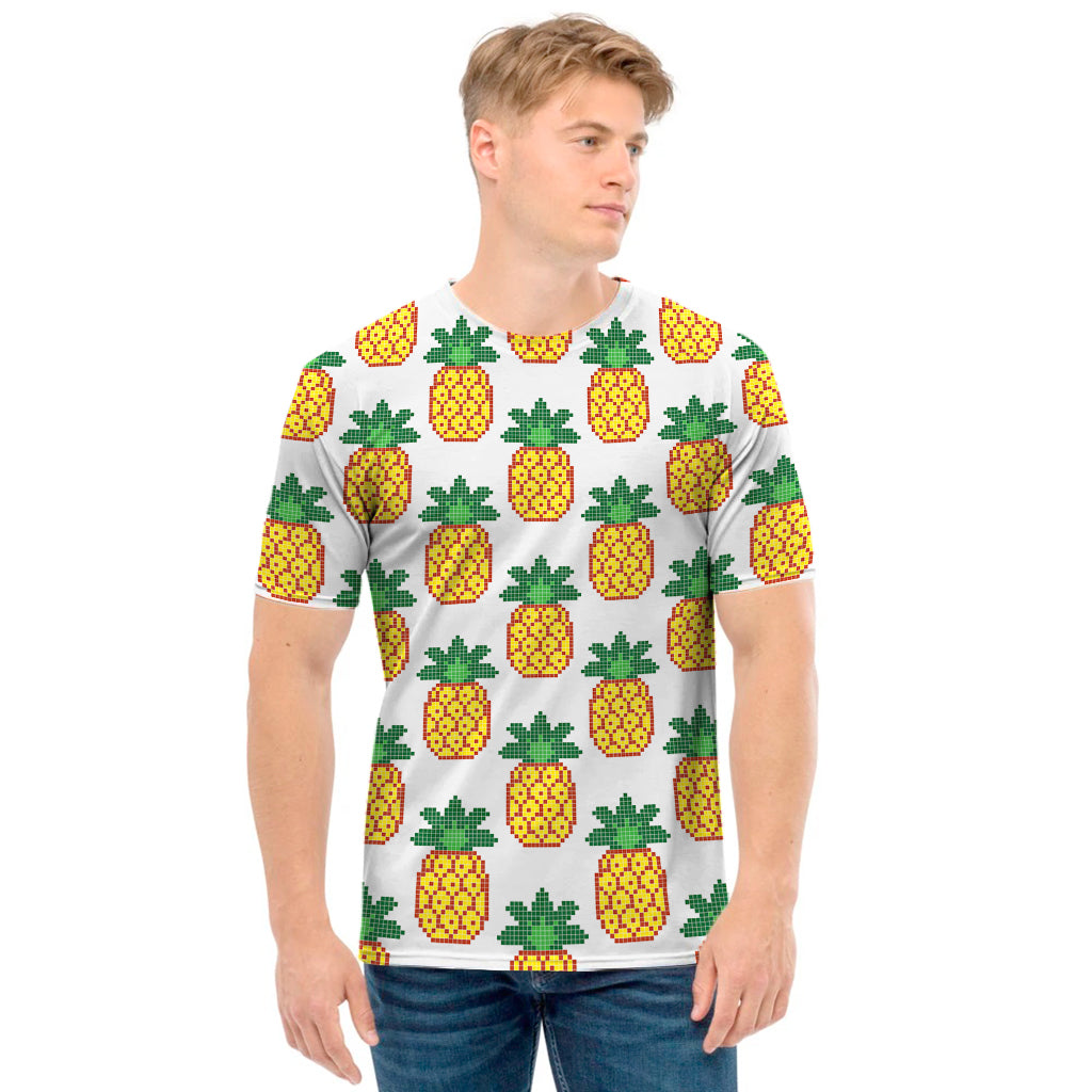 Pixel Pineapple Pattern Print Men's T-Shirt