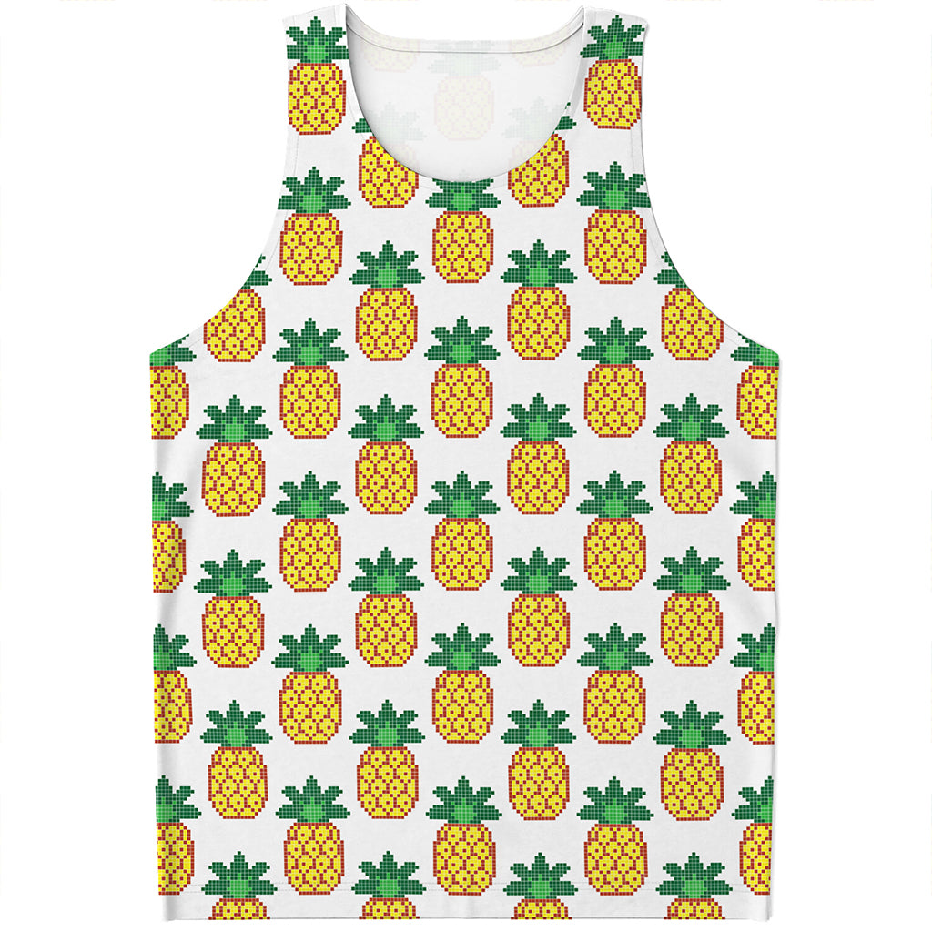 Pixel Pineapple Pattern Print Men's Tank Top