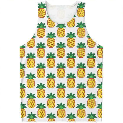 Pixel Pineapple Pattern Print Men's Tank Top