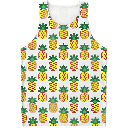 Pixel Pineapple Pattern Print Men's Tank Top