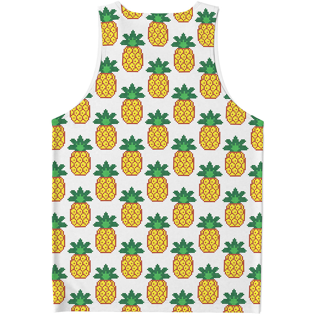 Pixel Pineapple Pattern Print Men's Tank Top