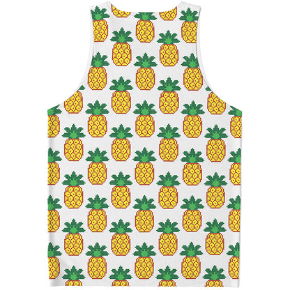 Pixel Pineapple Pattern Print Men's Tank Top