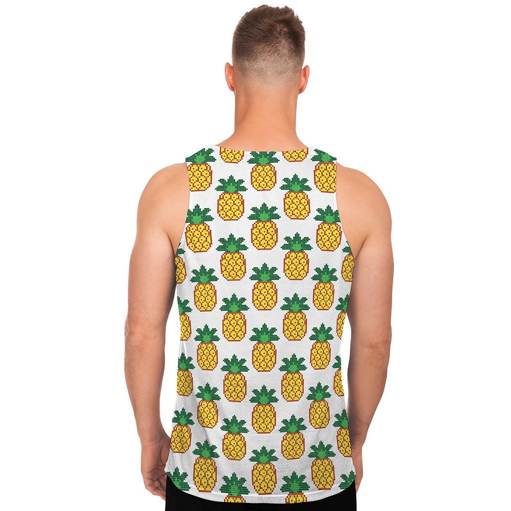Pixel Pineapple Pattern Print Men's Tank Top