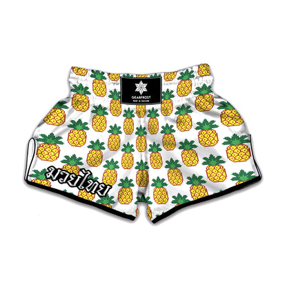 Pixel Pineapple Pattern Print Muay Thai Boxing Shorts