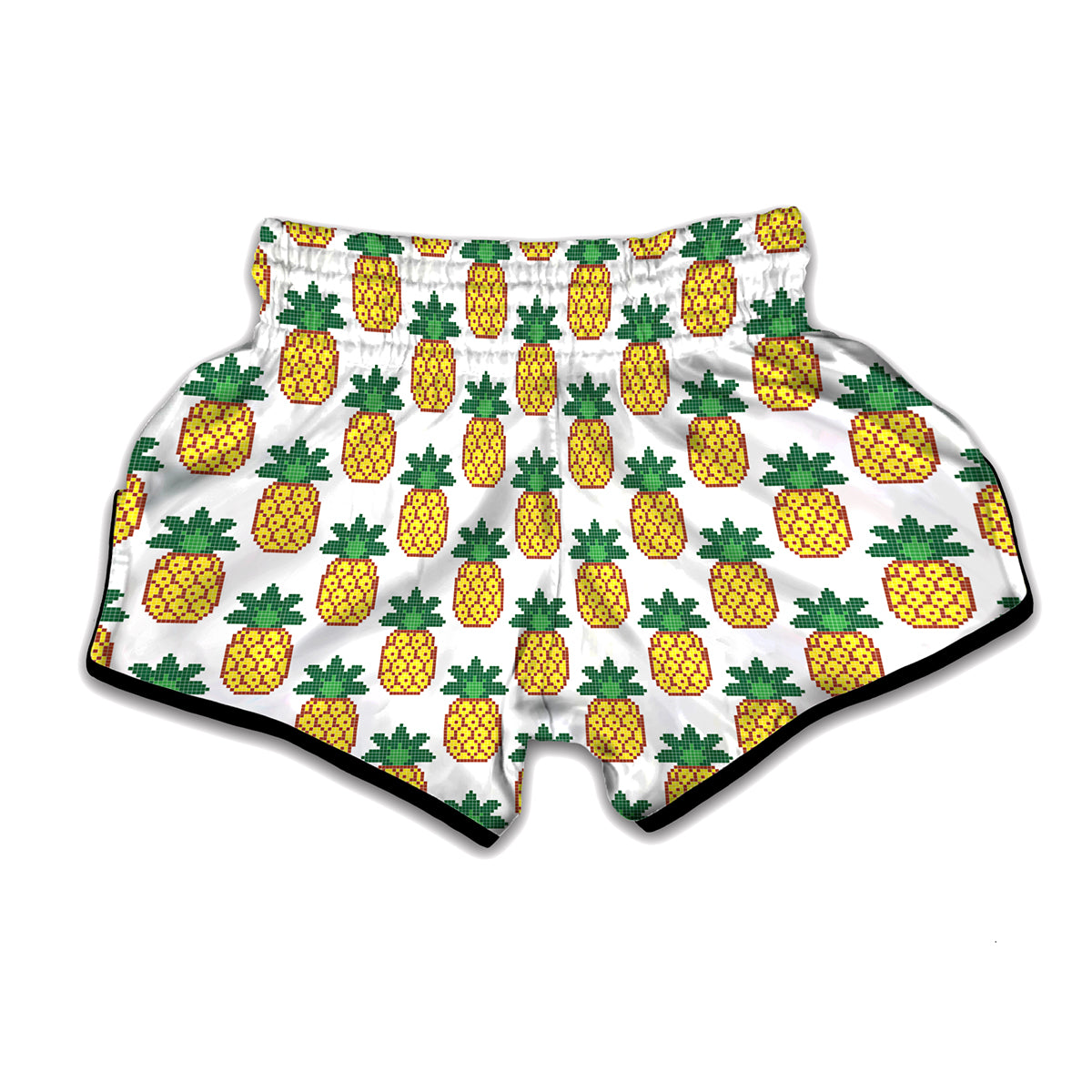 Pixel Pineapple Pattern Print Muay Thai Boxing Shorts