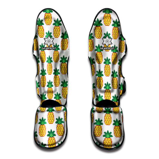 Pixel Pineapple Pattern Print Muay Thai Shin Guard