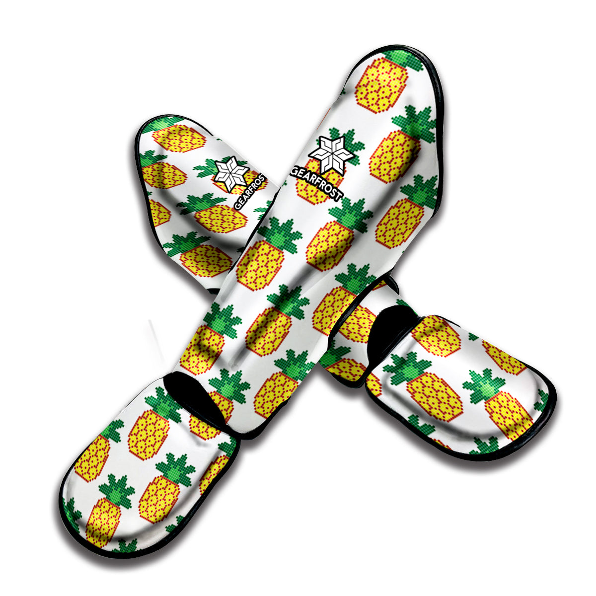 Pixel Pineapple Pattern Print Muay Thai Shin Guard