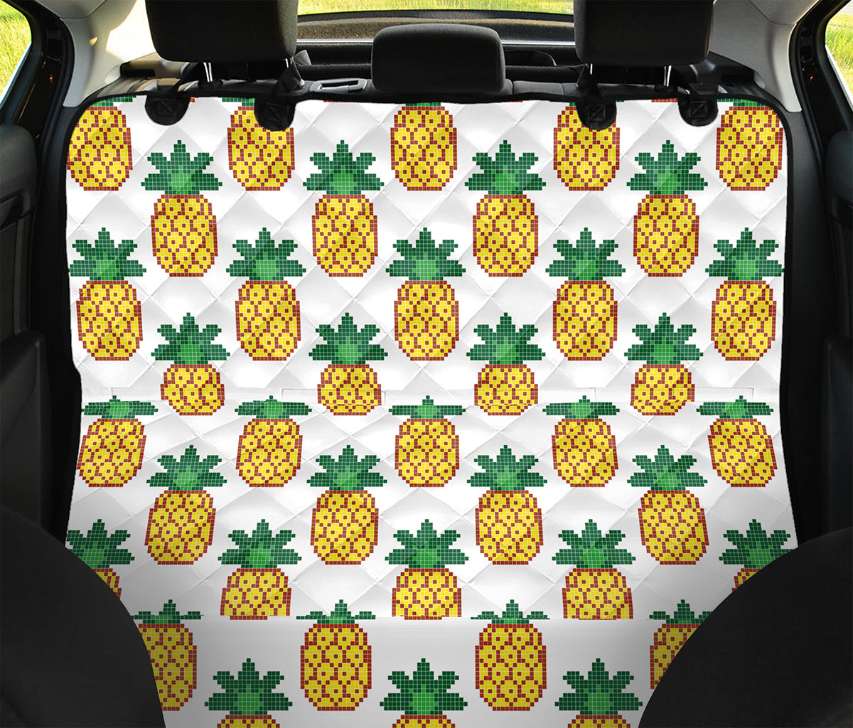 Pixel Pineapple Pattern Print Pet Car Back Seat Cover