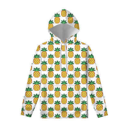 Pixel Pineapple Pattern Print Pullover Hoodie