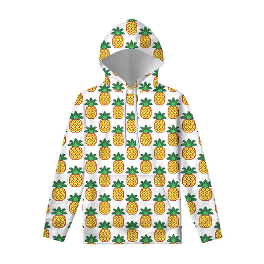 Pixel Pineapple Pattern Print Pullover Hoodie