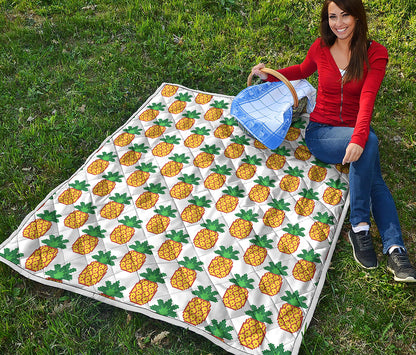 Pixel Pineapple Pattern Print Quilt