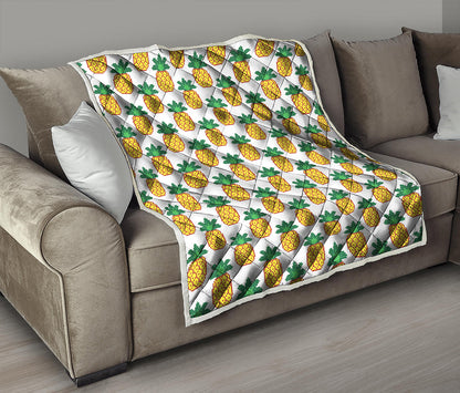 Pixel Pineapple Pattern Print Quilt