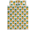 Pixel Pineapple Pattern Print Quilt Bed Set