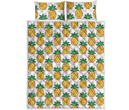 Pixel Pineapple Pattern Print Quilt Bed Set