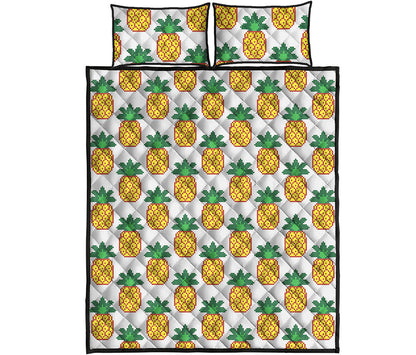 Pixel Pineapple Pattern Print Quilt Bed Set