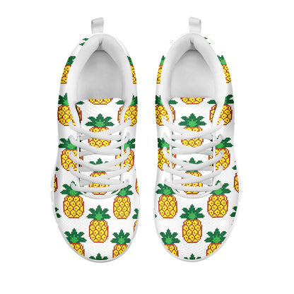 Pixel Pineapple Pattern Print White Sneakers