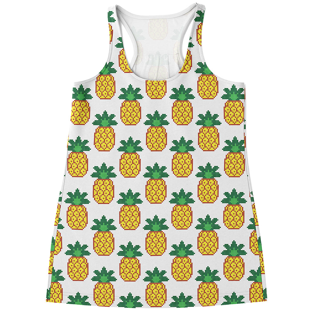 Pixel Pineapple Pattern Print Women's Racerback Tank Top