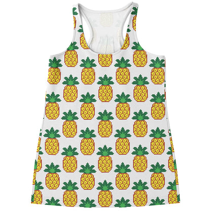 Pixel Pineapple Pattern Print Women's Racerback Tank Top