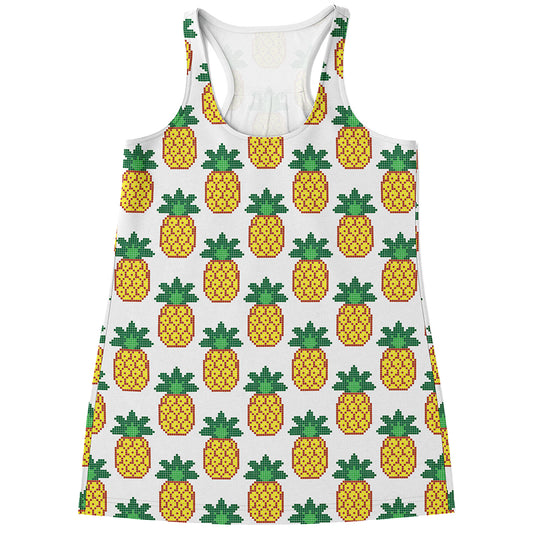 Pixel Pineapple Pattern Print Women's Racerback Tank Top