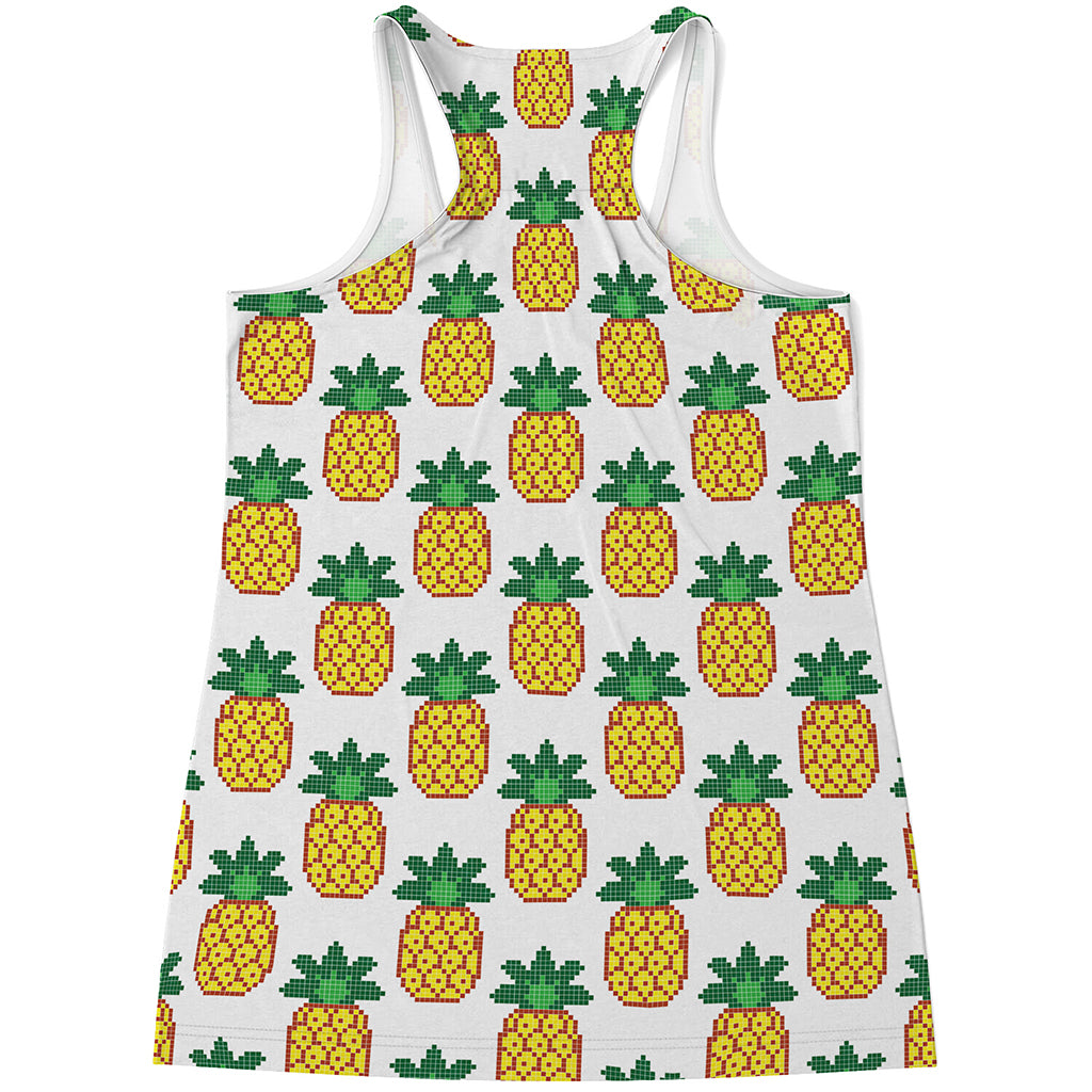 Pixel Pineapple Pattern Print Women's Racerback Tank Top