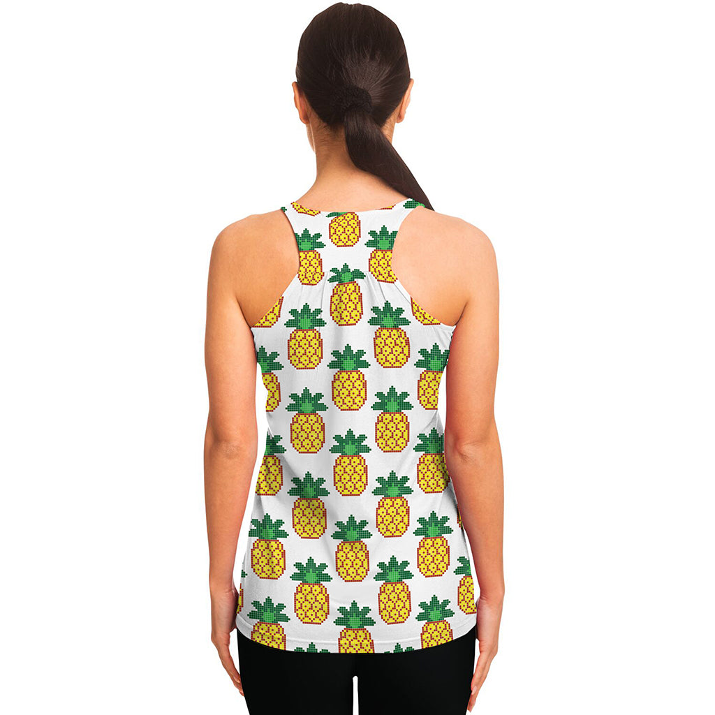 Pixel Pineapple Pattern Print Women's Racerback Tank Top