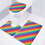 Pixel Rainbow Pattern Print 3 Piece Bath Mat Set