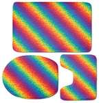 Pixel Rainbow Pattern Print 3 Piece Bath Mat Set