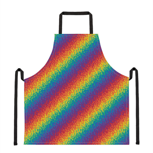 Pixel Rainbow Pattern Print Apron