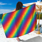 Pixel Rainbow Pattern Print Beach Sarong Wrap