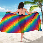 Pixel Rainbow Pattern Print Beach Sarong Wrap