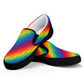 Pixel Rainbow Pattern Print Black Slip On Sneakers