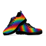 Pixel Rainbow Pattern Print Black Sneakers