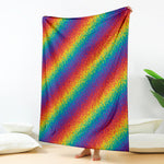 Pixel Rainbow Pattern Print Blanket