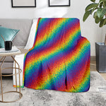 Pixel Rainbow Pattern Print Blanket