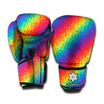 Pixel Rainbow Pattern Print Boxing Gloves