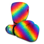 Pixel Rainbow Pattern Print Boxing Gloves