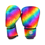 Pixel Rainbow Pattern Print Boxing Gloves