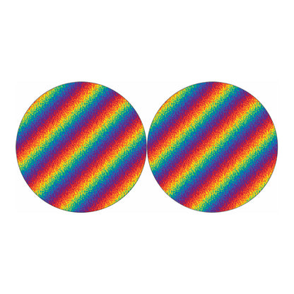 Pixel Rainbow Pattern Print Car Coasters