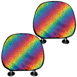 Pixel Rainbow Pattern Print Car Headrest Covers