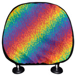 Pixel Rainbow Pattern Print Car Headrest Covers