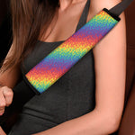 Pixel Rainbow Pattern Print Car Seat Belt Covers