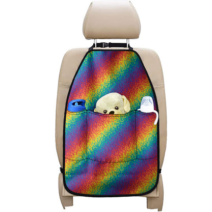 Pixel Rainbow Pattern Print Car Seat Organizers