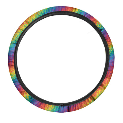 Pixel Rainbow Pattern Print Car Steering Wheel Cover