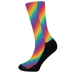 Pixel Rainbow Pattern Print Crew Socks