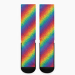 Pixel Rainbow Pattern Print Crew Socks