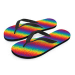 Pixel Rainbow Pattern Print Flip Flops