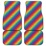 Pixel Rainbow Pattern Print Front and Back Car Floor Mats