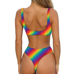 Pixel Rainbow Pattern Print Front Bow Tie Bikini