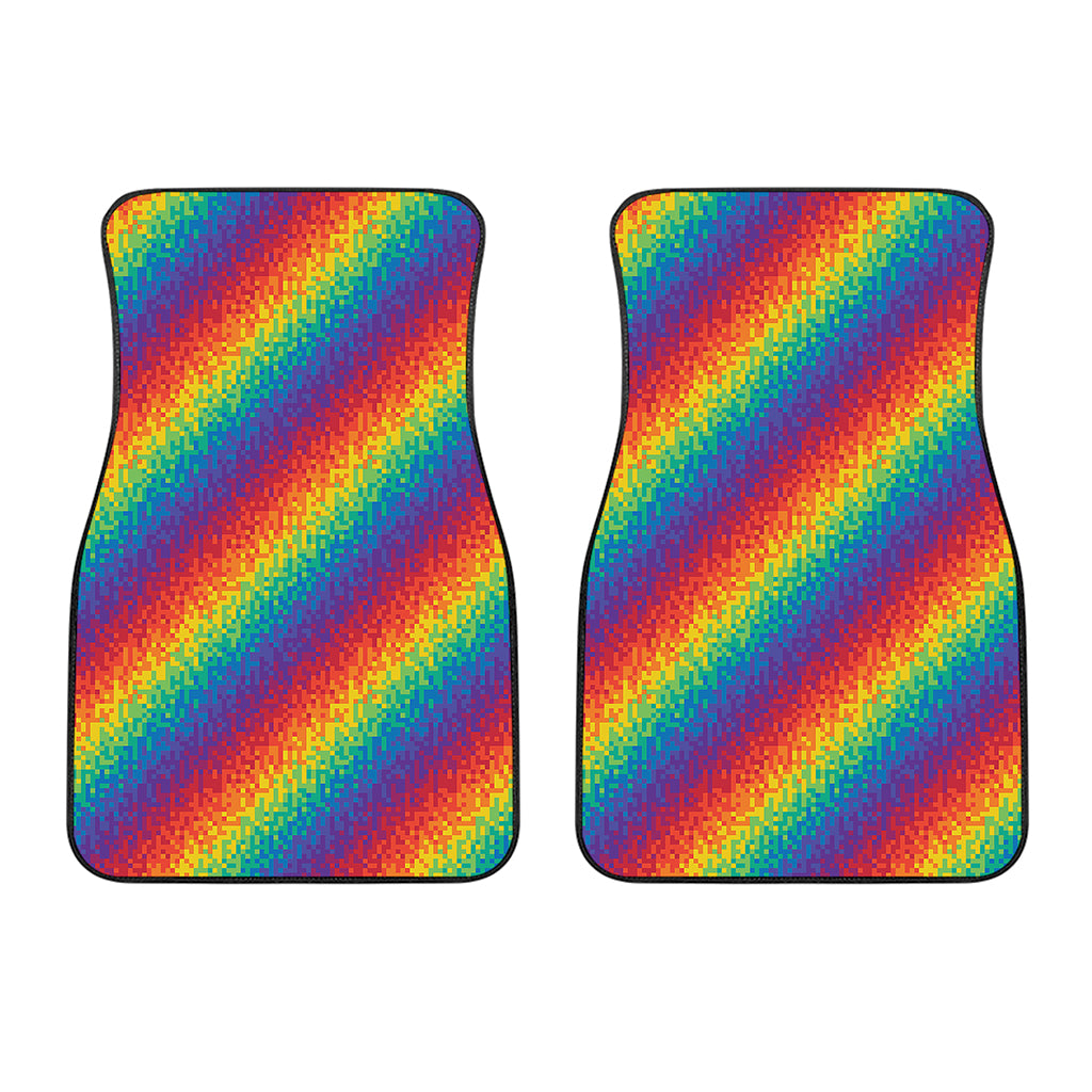 Pixel Rainbow Pattern Print Front Car Floor Mats